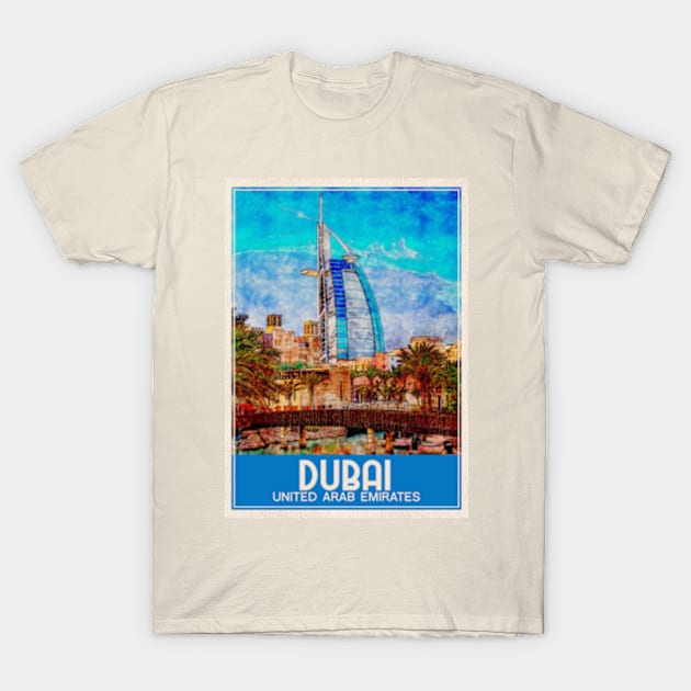 Travel Art Dubai United Arab Emirates T-Shirt by faagrafica